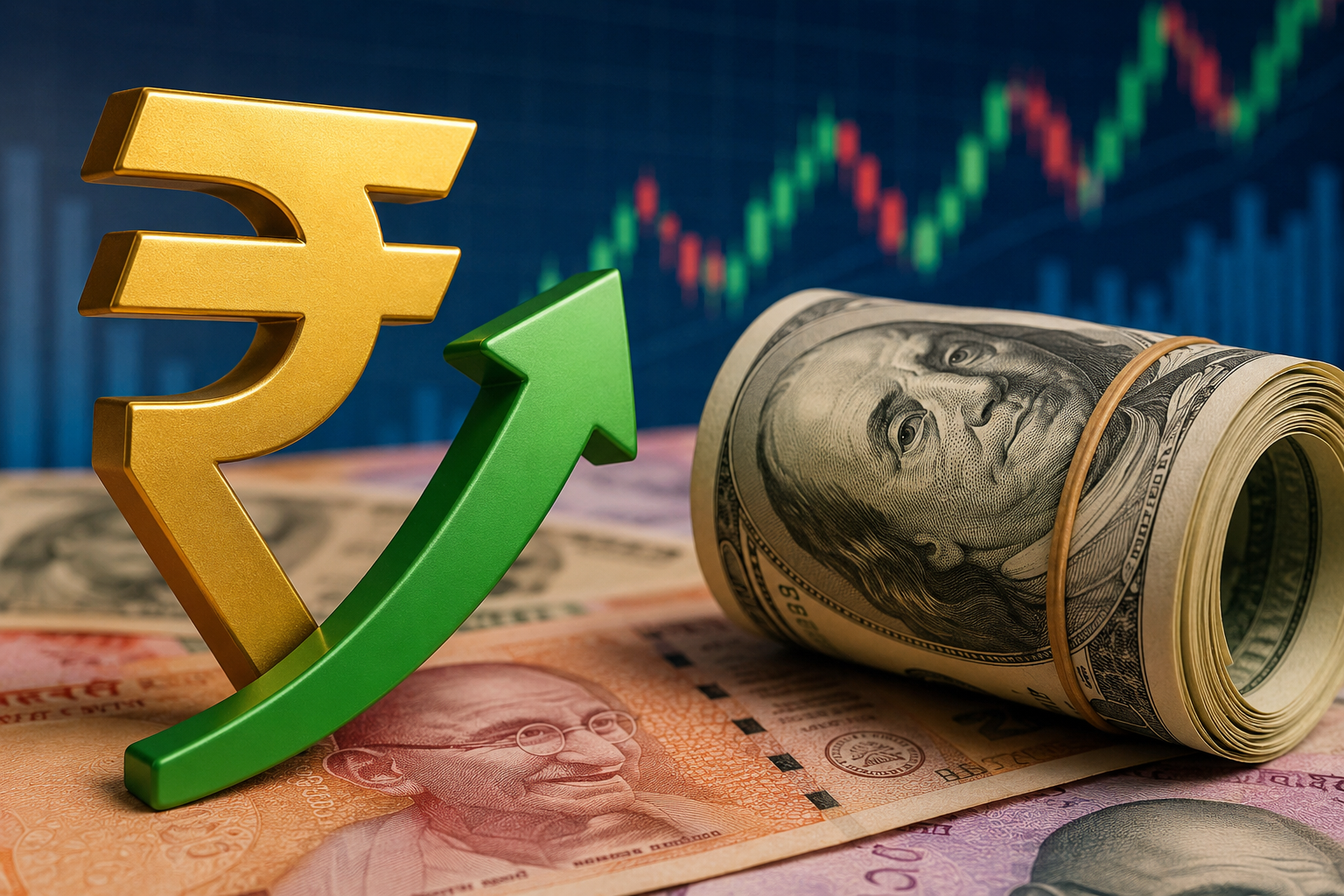 Indian Rupee Opens Stronger at 95.64 Against US Dollar